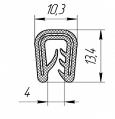 РКИ- 77 уплотнитель армированный металлом (кант защитный перегородки)