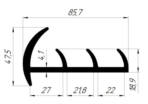  на двери изотермического фургона уплотнитель 80 мм (3-х лепестковый)