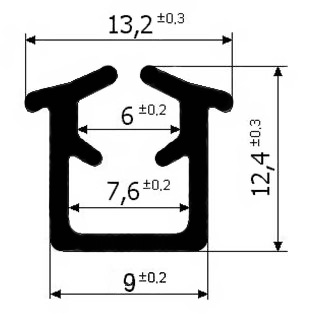 FRK 34 резиновый уплотнитель U-образный, (1к.-150пог.м)