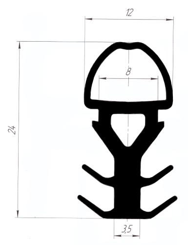 Уплотнитель для модульных гостиниц 12х24х3,5 (черный)