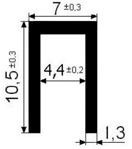 П-образный уплотнитель 4мм 7,0х10,5