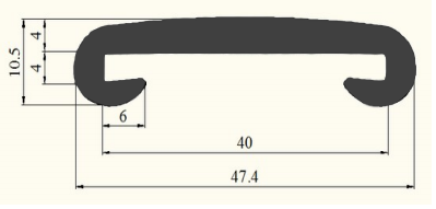 Поручень ПВХ для перил 40*4 мм, цвет серый