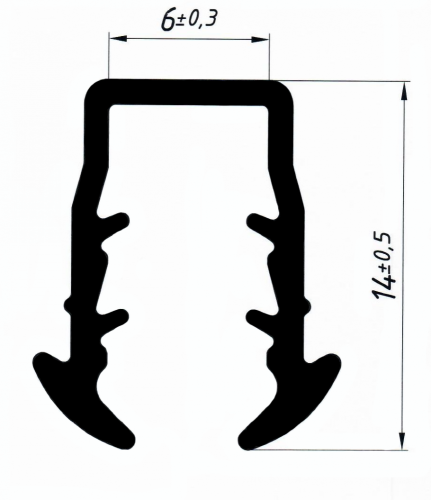9GO/67 уплотнитель U-образный под стекло 6 мм, (1к.-200пог.м)