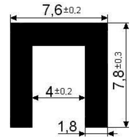 П-образный уплотнитель 4мм 7,6х7,8