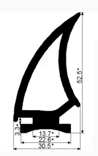Секционных ворот нижний 52х30 уплотнитель резиновый