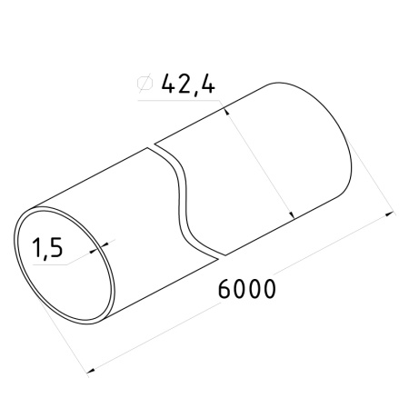 Труба для поручня круглая нержавеющая 42,5мм AISI 201, полированная 