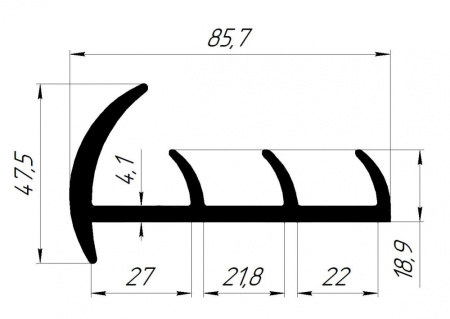  на двери изотермического фургона уплотнитель 80 мм (3-х лепестковый)