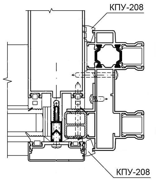 КПУ-208 Уплотнитель для монтажа створок в фасад