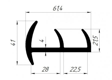 уплотнитель задних ворот автофургона 60 мм (2-х лепестковый)