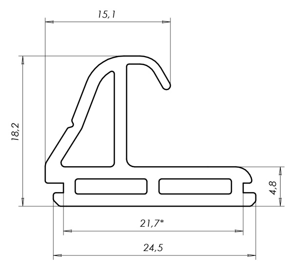 КПУ 18-1 Среднее уплотнение окон КПТ60, КП80 ТХ, ЭТ КПТ45 GOS-S
