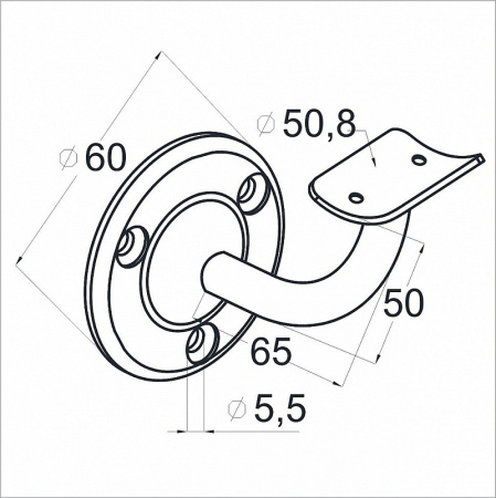 Пристенок литой под поручень Ø50.8 мм, полированный (AISI 304)