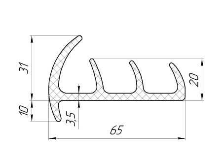 уплотнитель двери фургона 60 мм